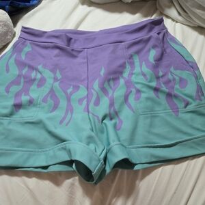 Purple and Teal Flame Shorts